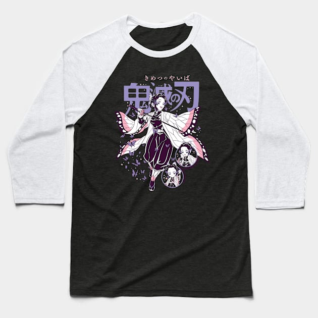 Benevolent Blossoms: Shinobu Kocho Design 05 Baseball T-Shirt by OtakuAnimePH